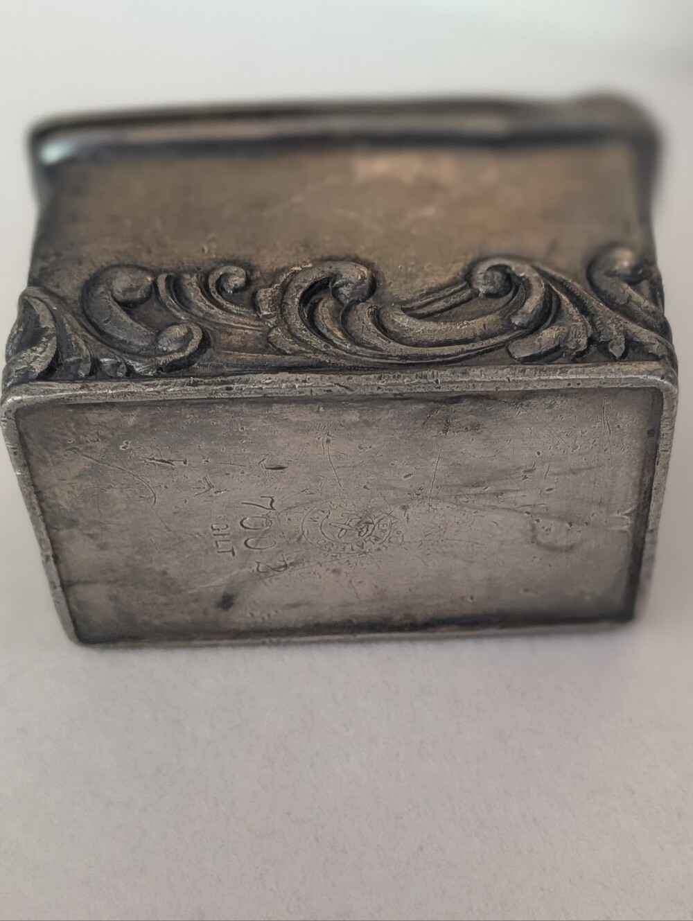 Antique Silver Plated Gilt Trinket Box Floral Repoussé Monogrammed - Picture 2 of 7